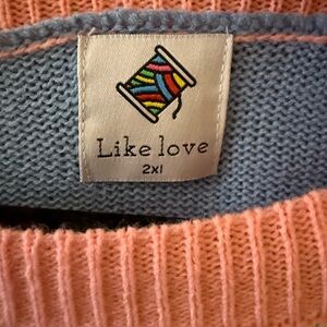 Likelove Women's Cozy Pink and Blue Sweater